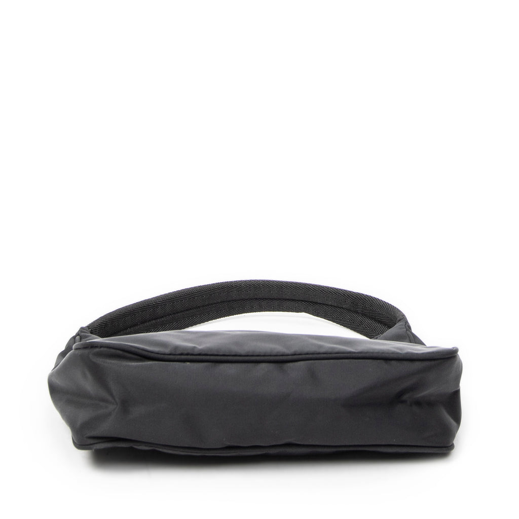 Shoulder Bag Vintage Mini Zip Hobo Black Nylon Canvas