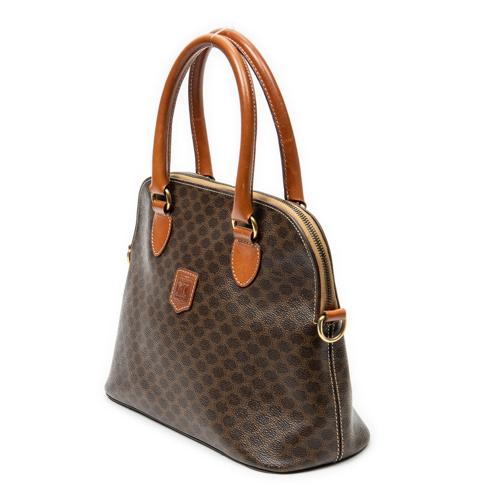 Handbag Vintage Dome Tote Brown Macadam Coated Canvas