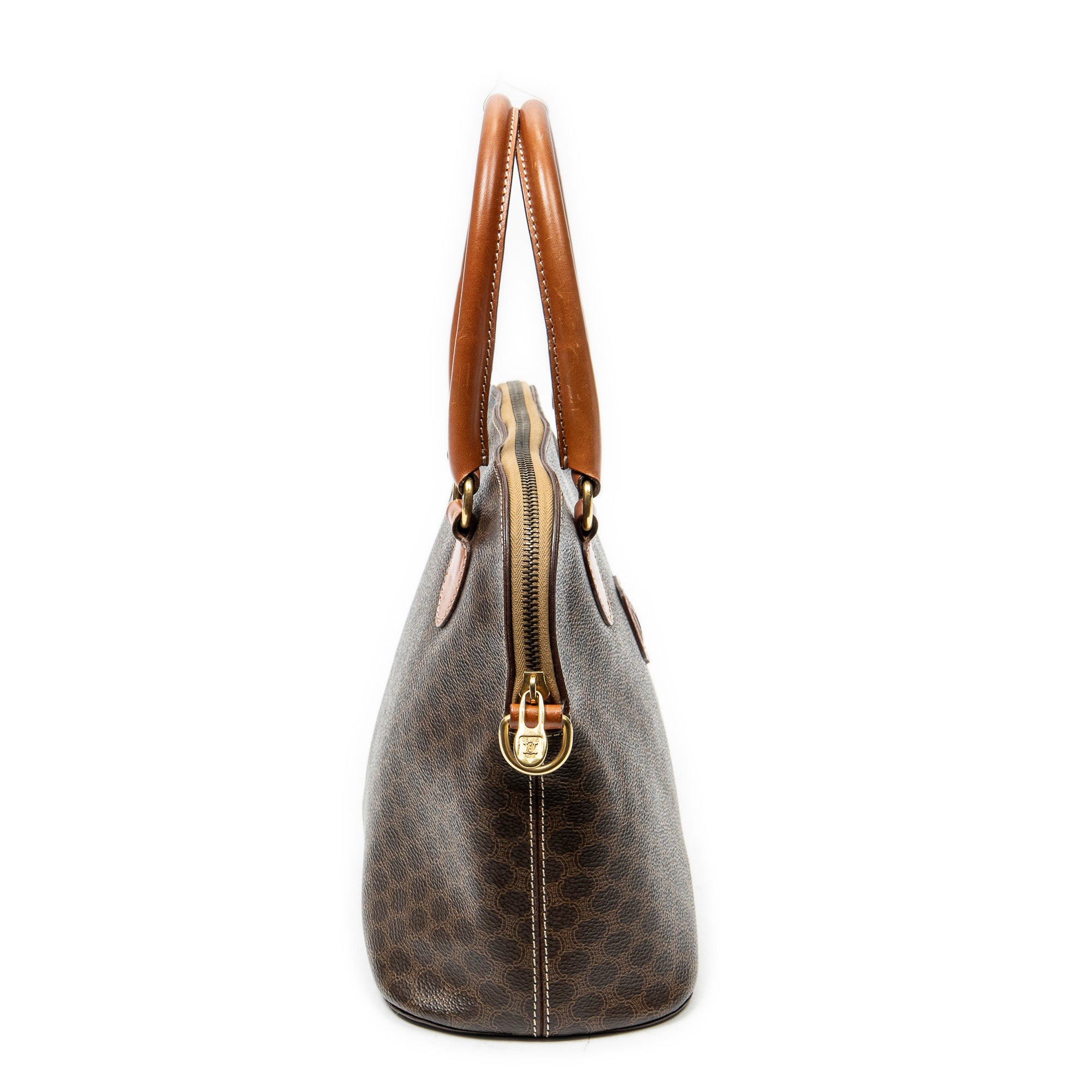 Handbag Vintage Dome Tote Brown Macadam Coated Canvas