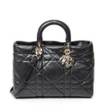 Shoulder Bag Large Lady D-Sire Black Macrocannage Leather