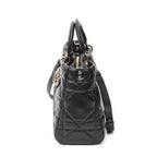 Shoulder Bag Large Lady D-Sire Black Macrocannage Leather