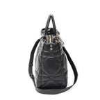 Shoulder Bag Large Lady D-Sire Black Macrocannage Leather