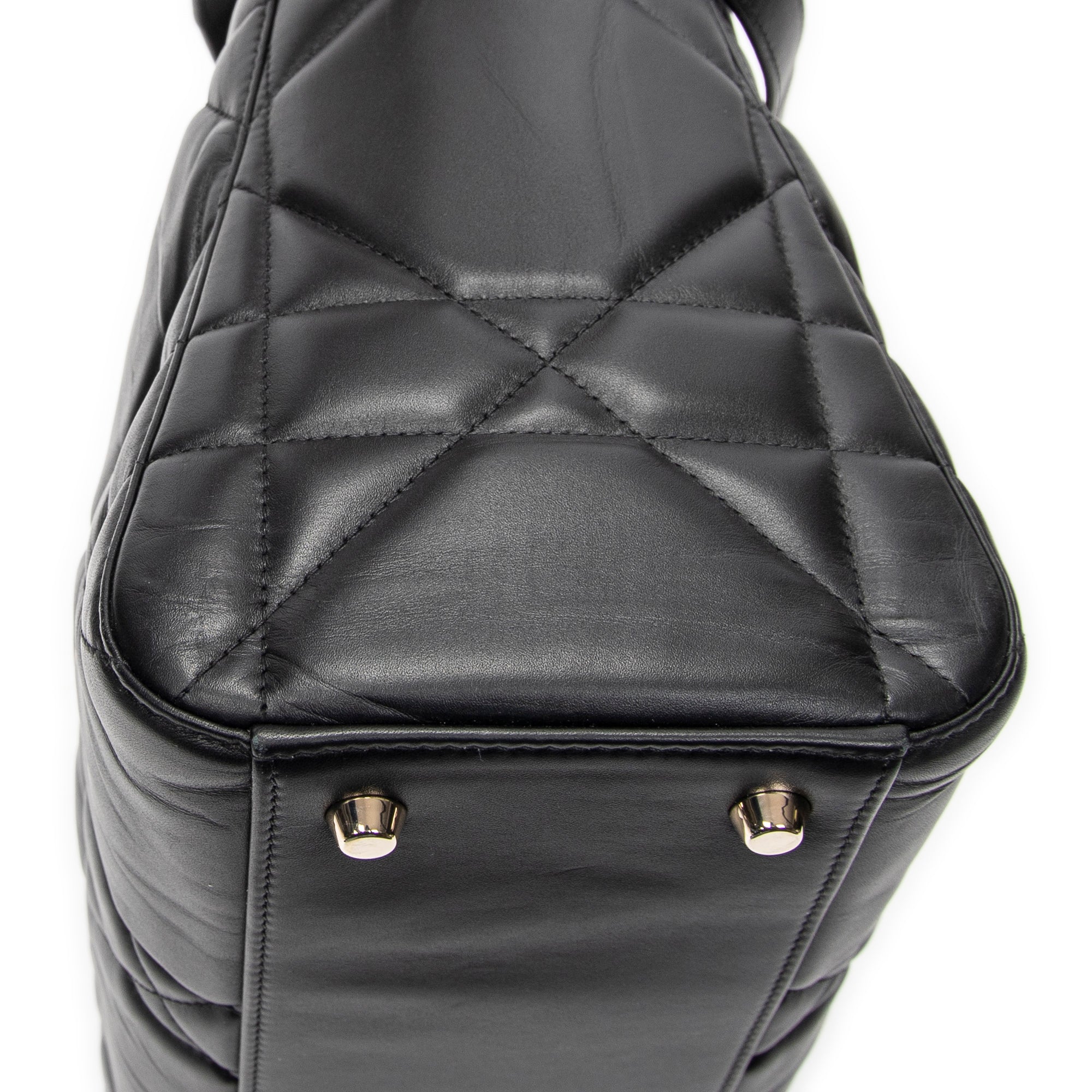 Shoulder Bag Large Lady D-Sire Black Macrocannage Leather