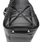 Shoulder Bag Large Lady D-Sire Black Macrocannage Leather