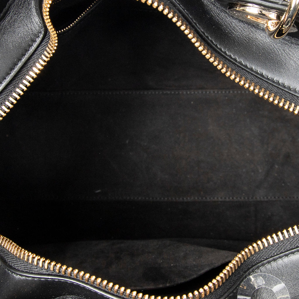 Shoulder Bag Large Lady D-Sire Black Macrocannage Leather