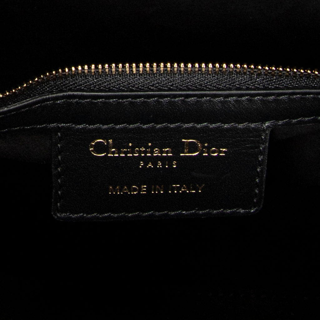 Shoulder Bag Large Lady D-Sire Black Macrocannage Leather