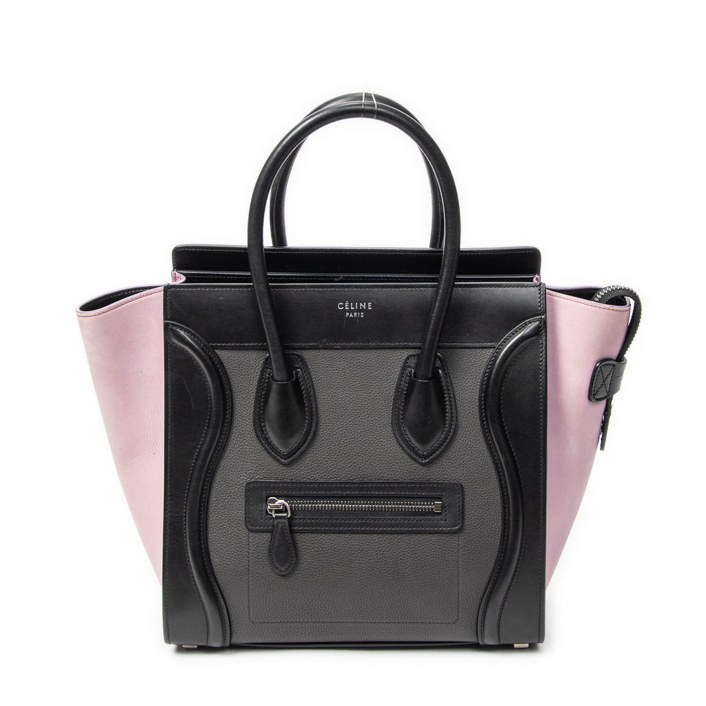 Handbag Micro Luggage Black Grained Calfskin Leather