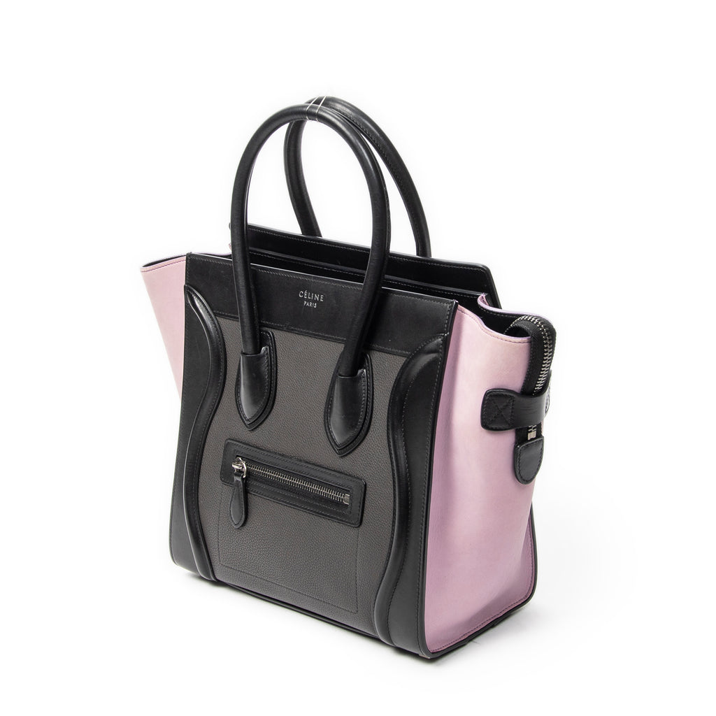 Handbag Micro Luggage Black Grained Calfskin Leather