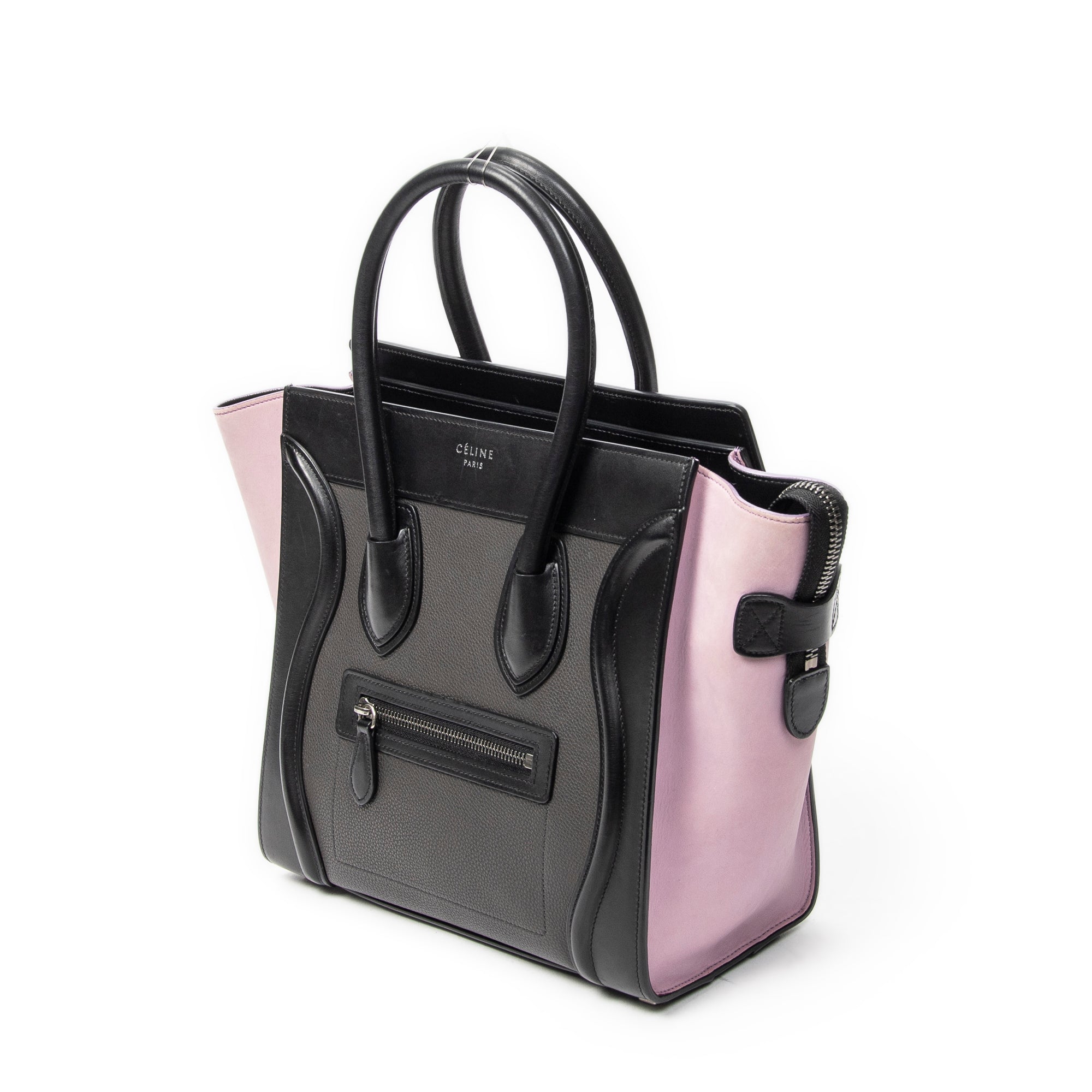 Handbag Micro Luggage Black Grained Calfskin Leather