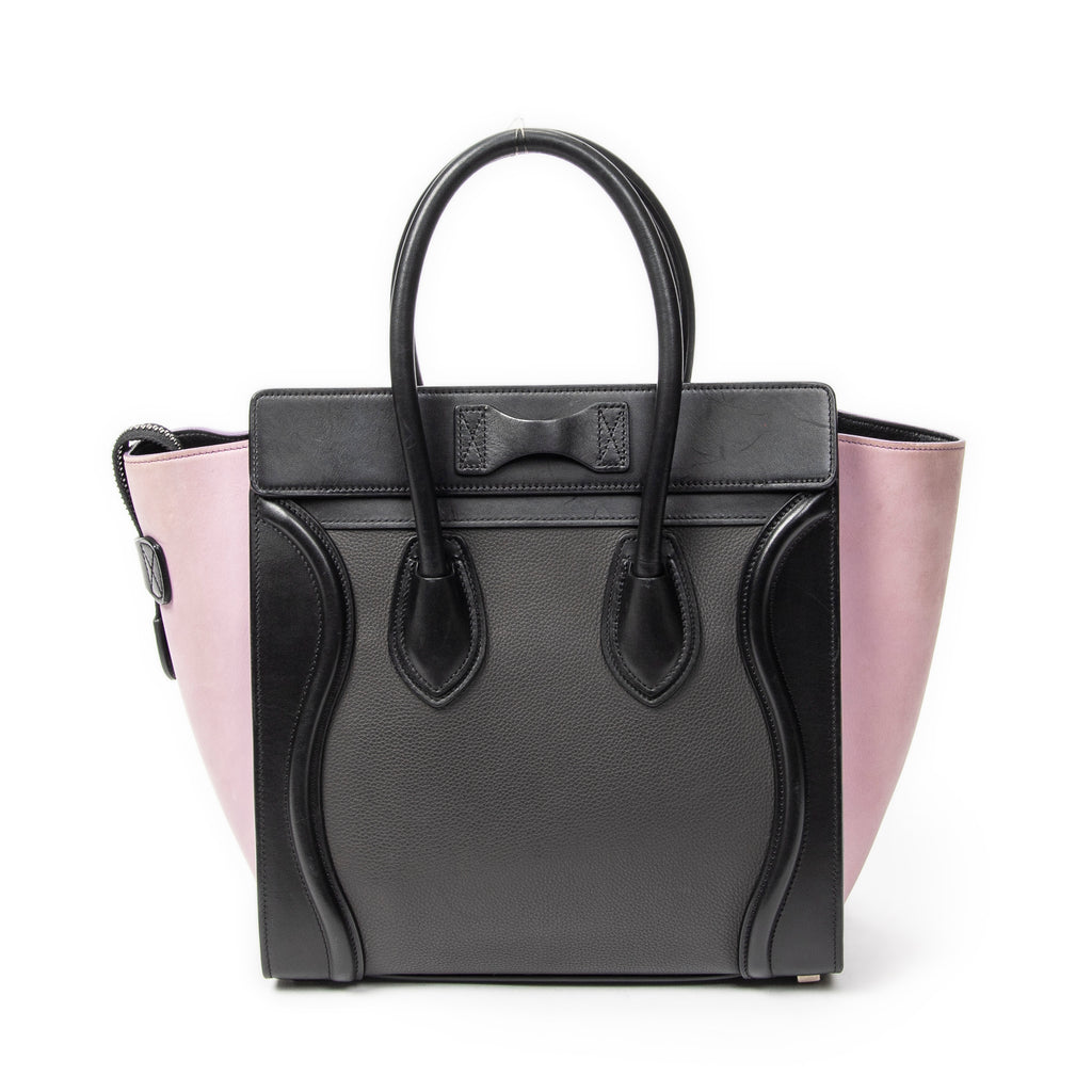 Handbag Micro Luggage Black Grained Calfskin Leather
