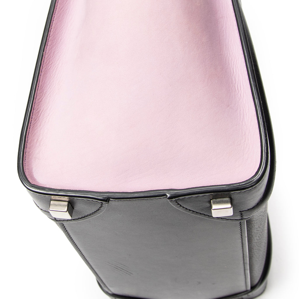 Handbag Micro Luggage Black Grained Calfskin Leather