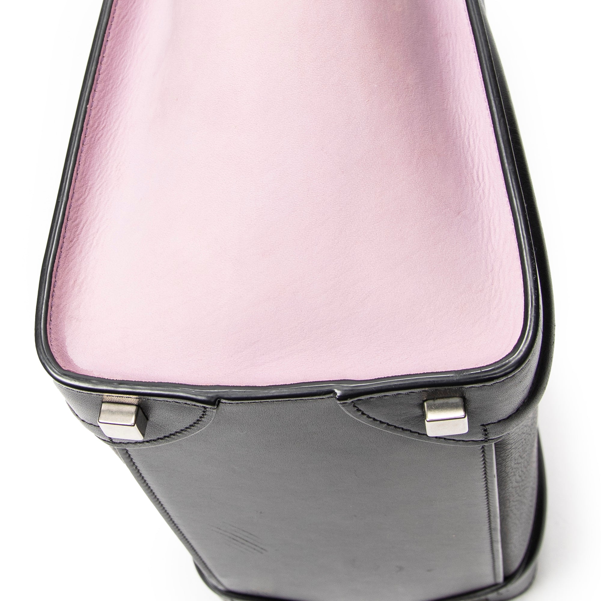 Handbag Micro Luggage Black Grained Calfskin Leather