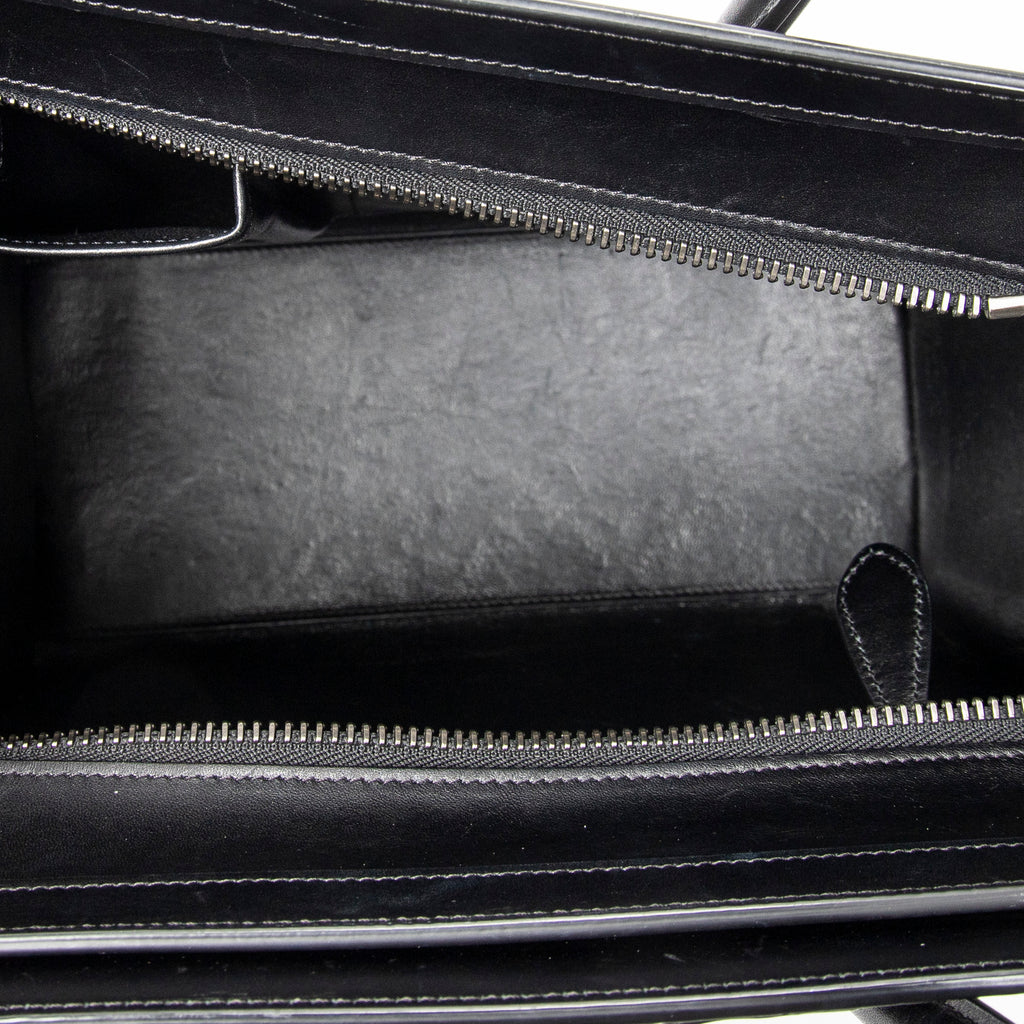 Handbag Micro Luggage Black Grained Calfskin Leather