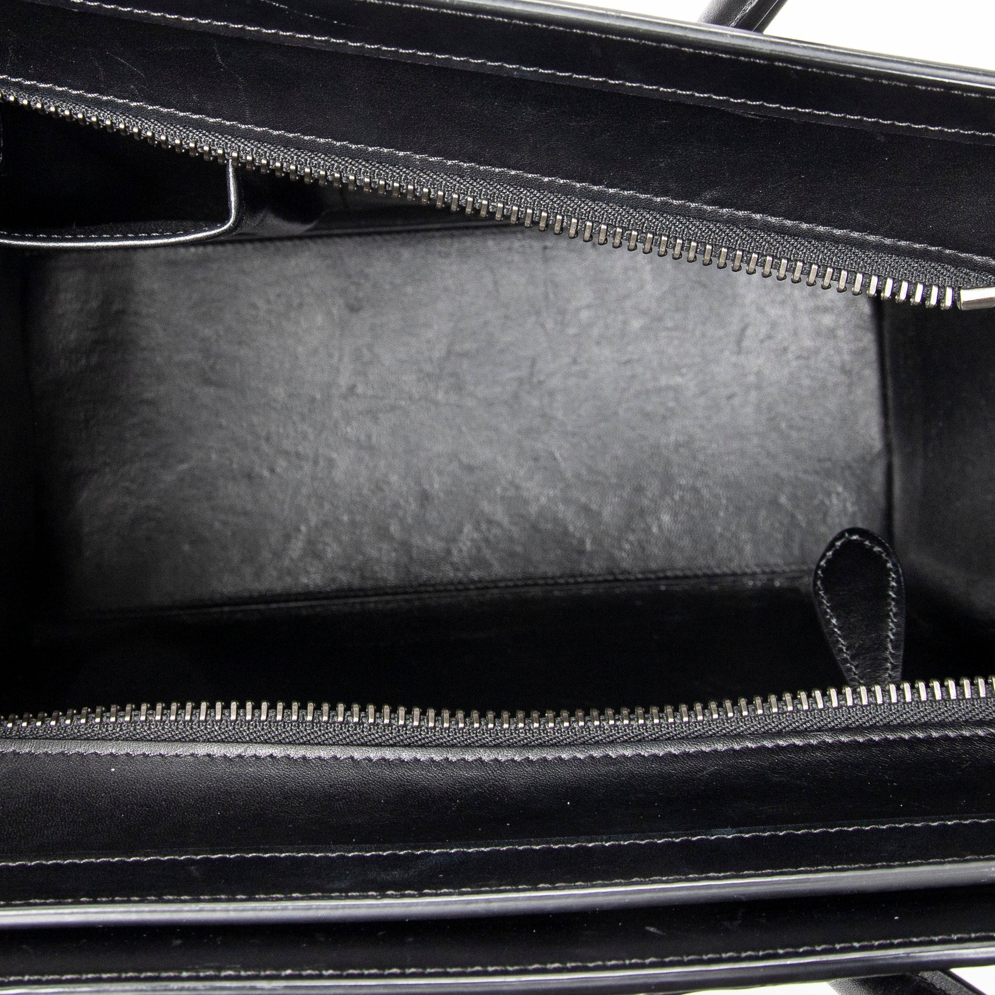 Handbag Micro Luggage Black Grained Calfskin Leather