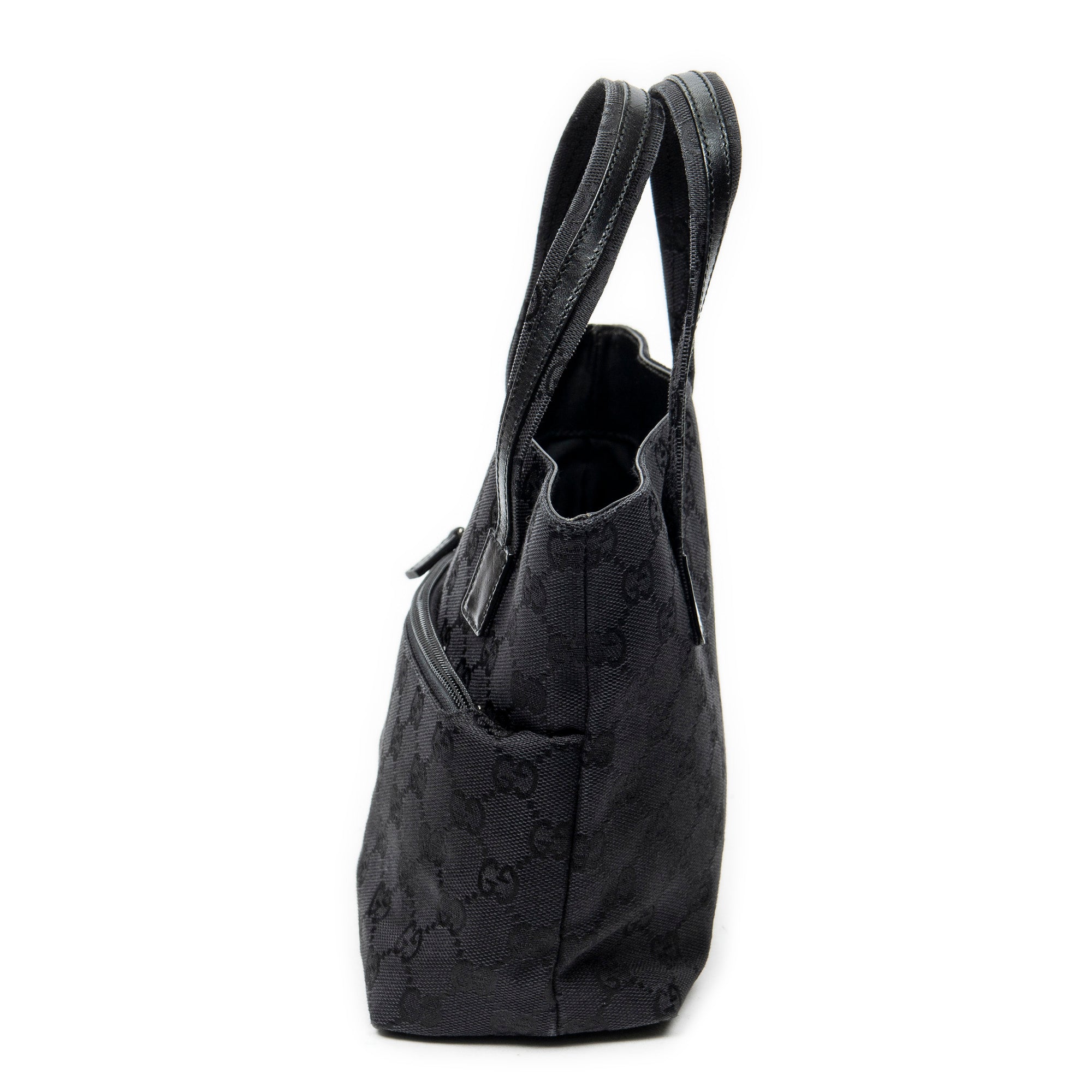 Handbag Mini Front Pocket Tote Black Monogrammed Canvas