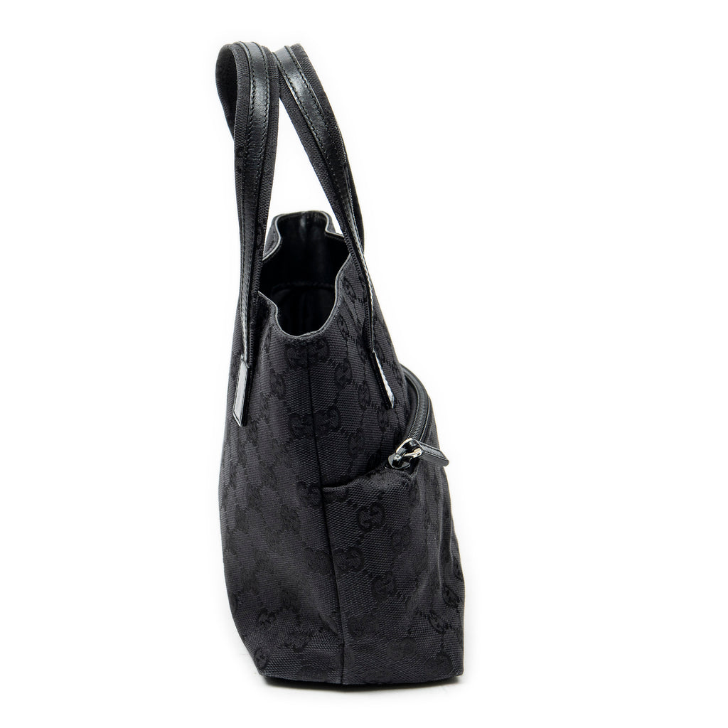 Handbag Mini Front Pocket Tote Black Monogrammed Canvas