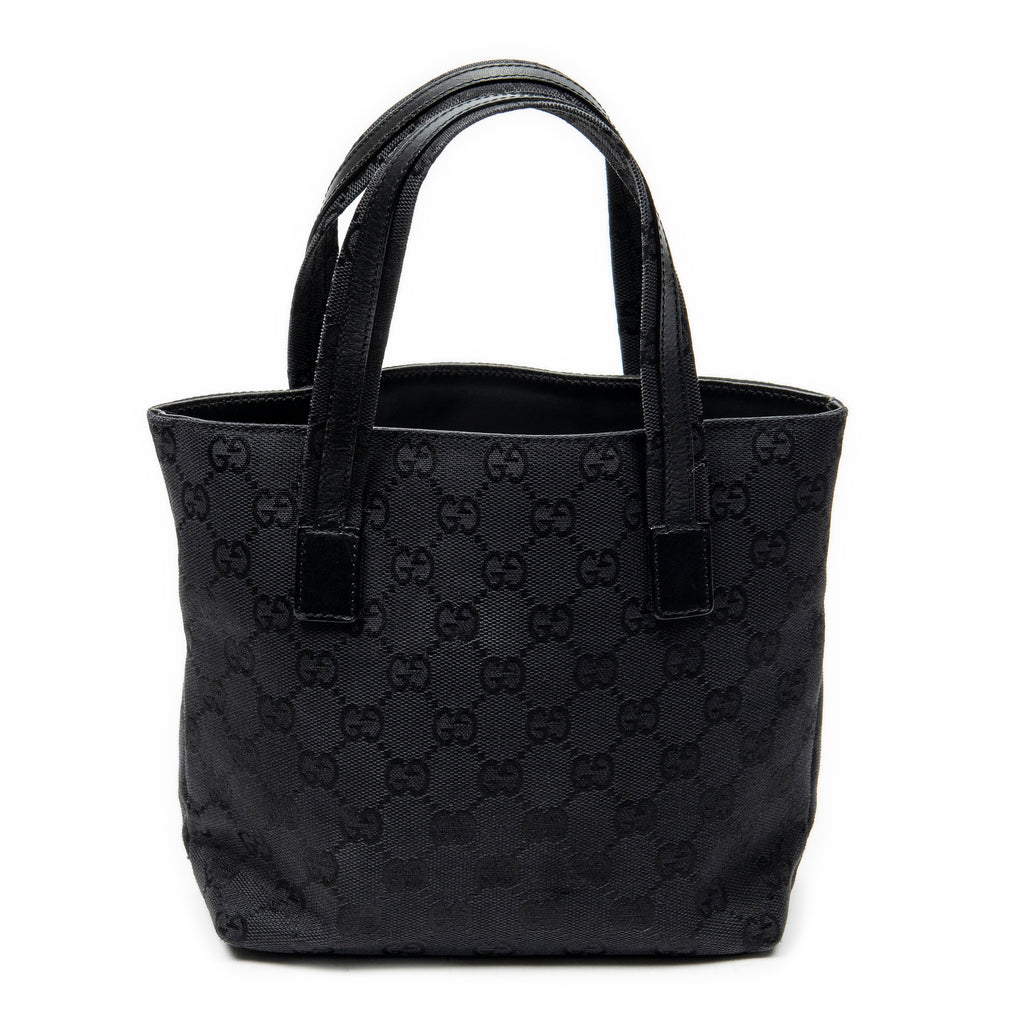 Handbag Mini Front Pocket Tote Black Monogrammed Canvas