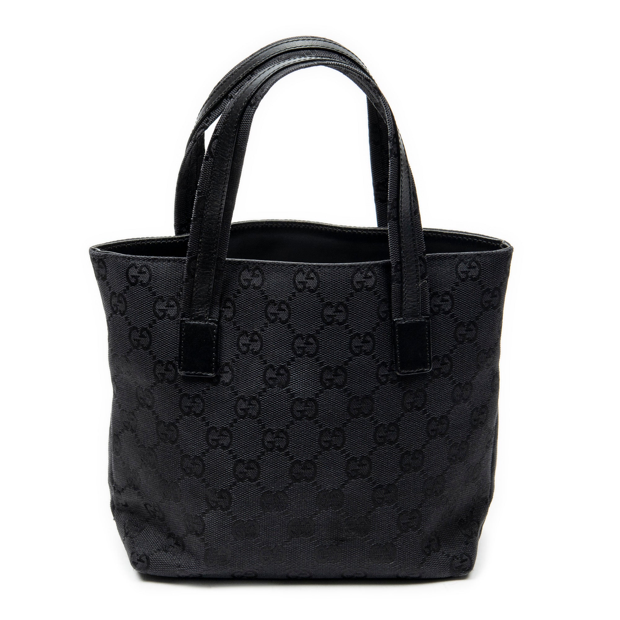 Handbag Mini Front Pocket Tote Black Monogrammed Canvas