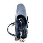 Shoulder Bag Small Sound Chain Flap Navy Nappa Gaufre Leather