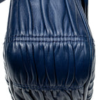 Shoulder Bag Small Sound Chain Flap Navy Nappa Gaufre Leather