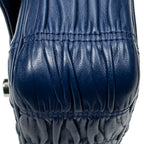 Shoulder Bag Small Sound Chain Flap Navy Nappa Gaufre Leather