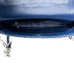Shoulder Bag Small Sound Chain Flap Navy Nappa Gaufre Leather