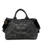 Bolso de hombro mediano Canapa Tote Lona vaquera negra Canapa Denim