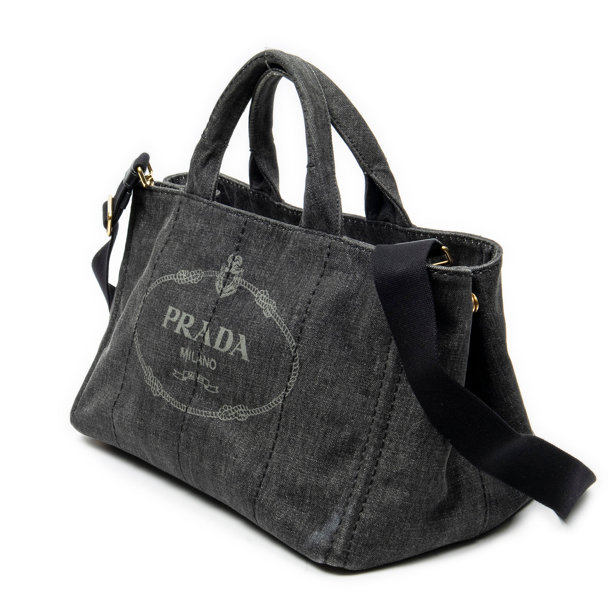 Bolso de hombro mediano Canapa Tote Lona vaquera negra Canapa Denim