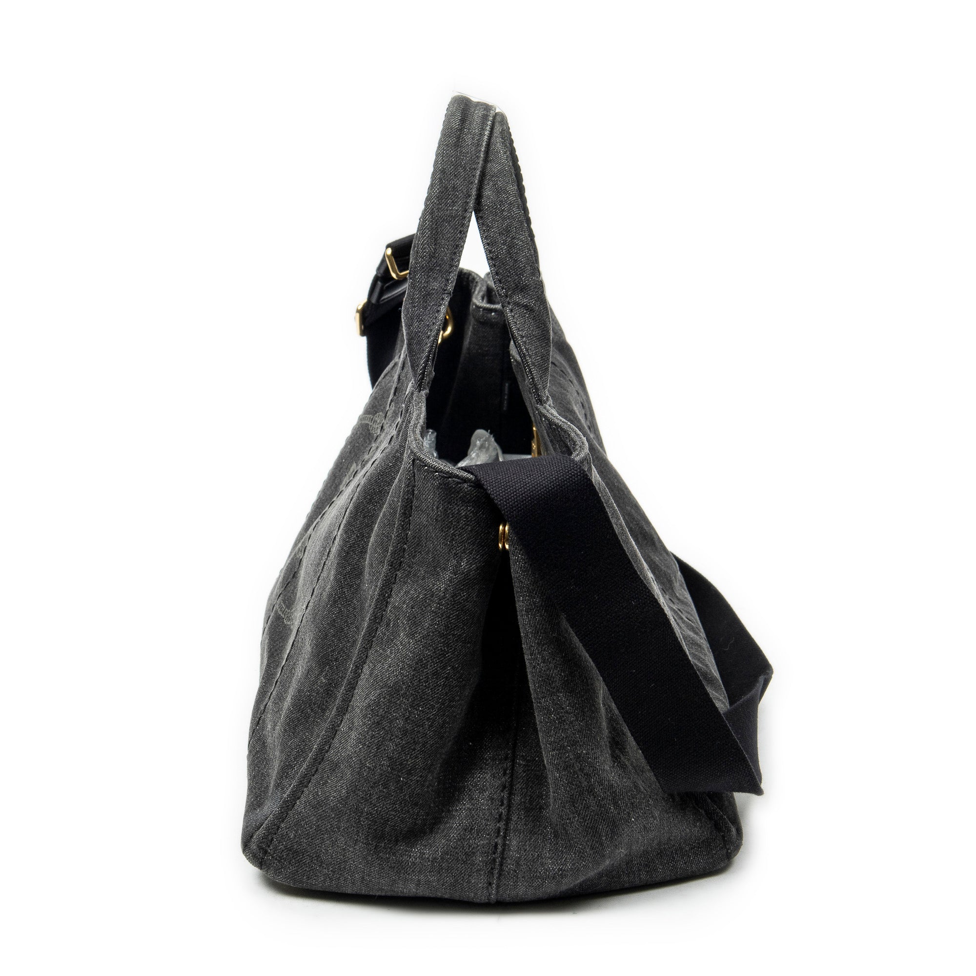 Bolso de hombro mediano Canapa Tote Lona vaquera negra Canapa Denim