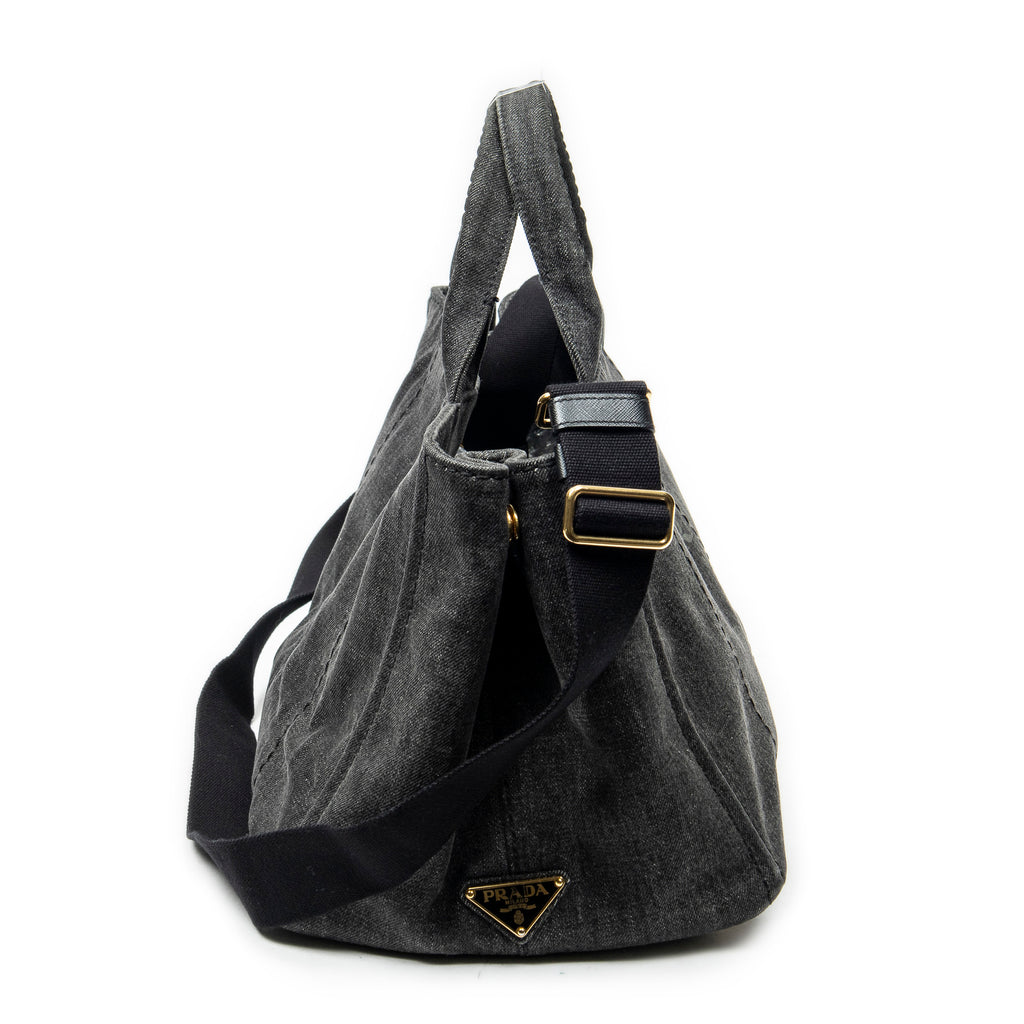 Bolso de hombro mediano Canapa Tote Lona vaquera negra Canapa Denim