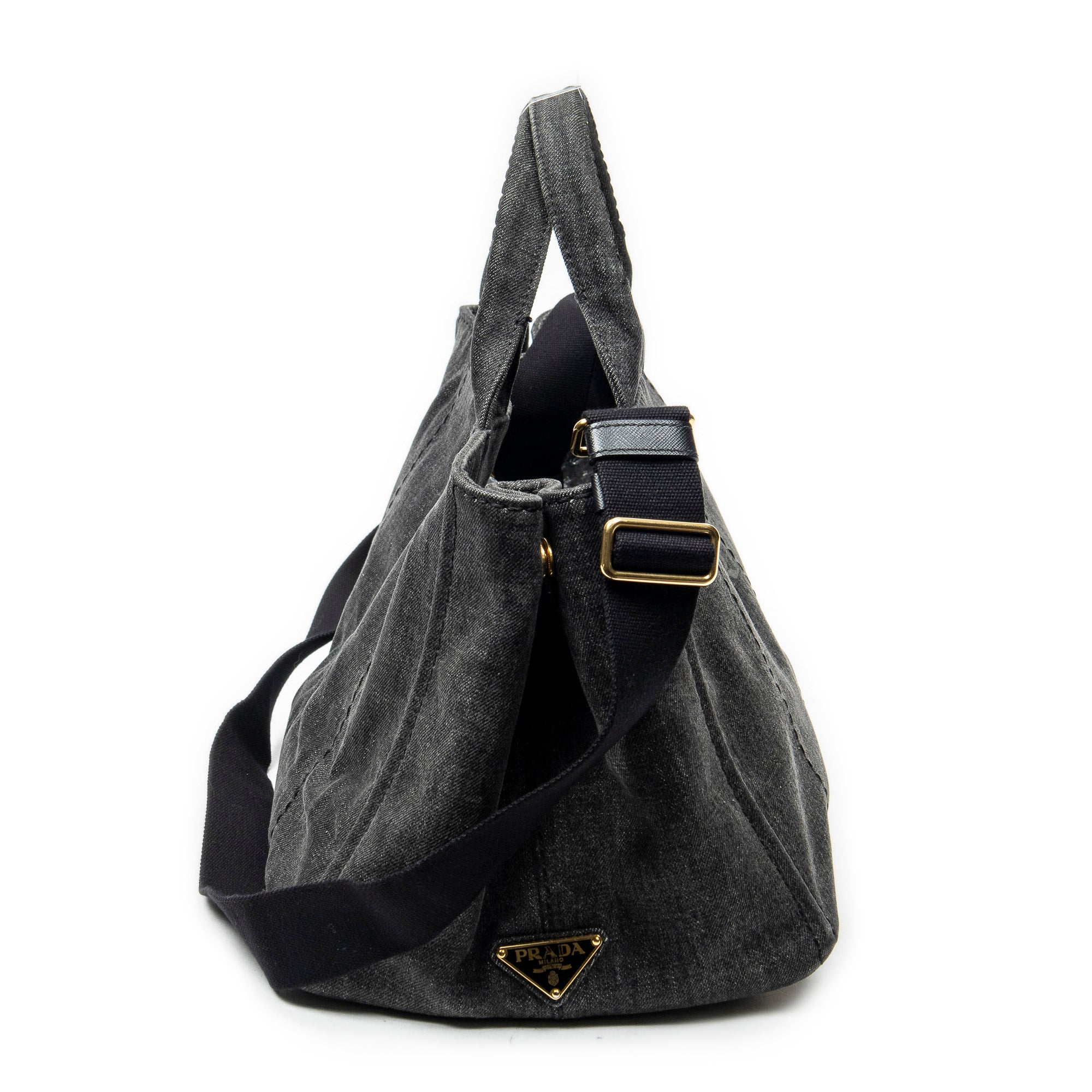 Bolso de hombro mediano Canapa Tote Lona vaquera negra Canapa Denim