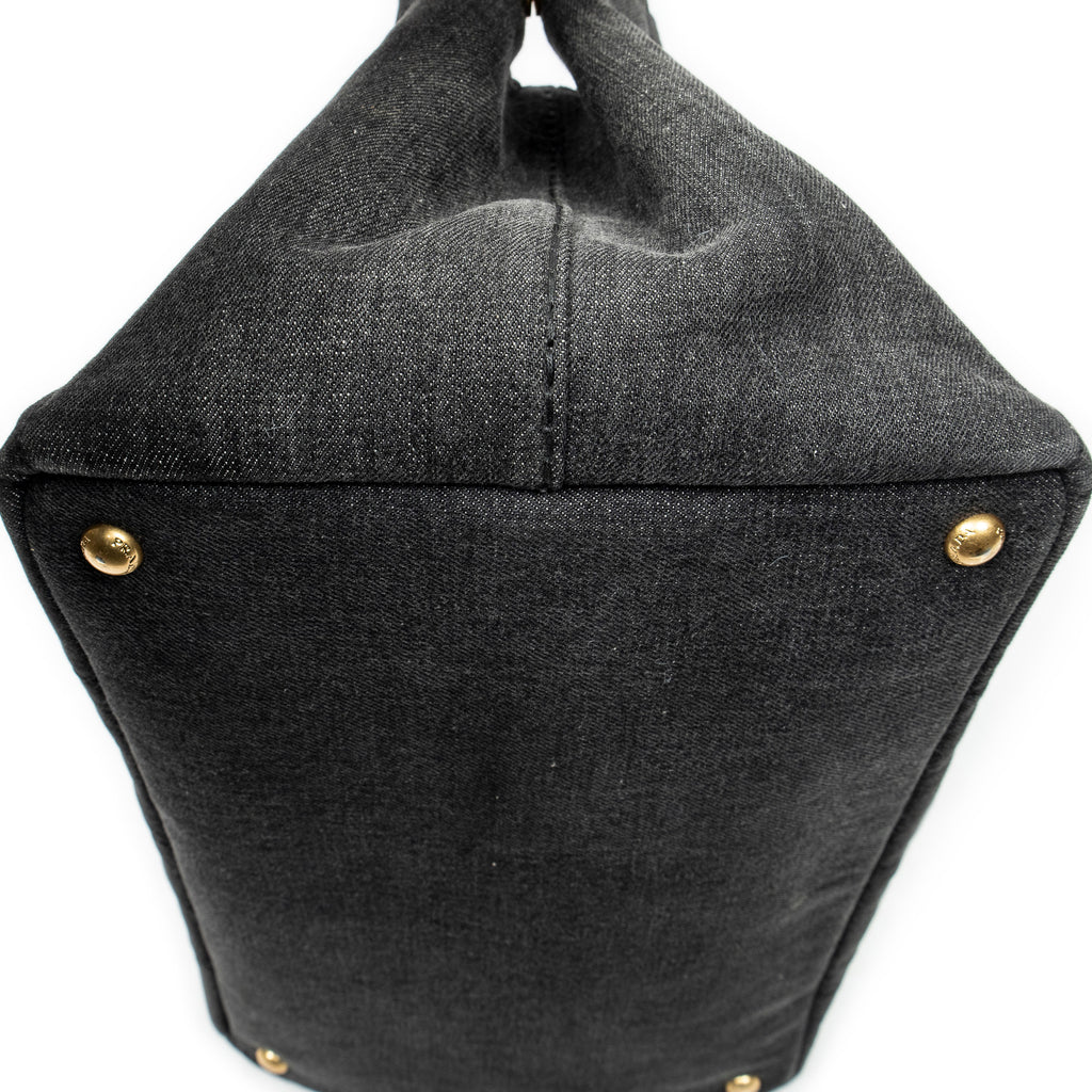 Bolso de hombro mediano Canapa Tote Lona vaquera negra Canapa Denim