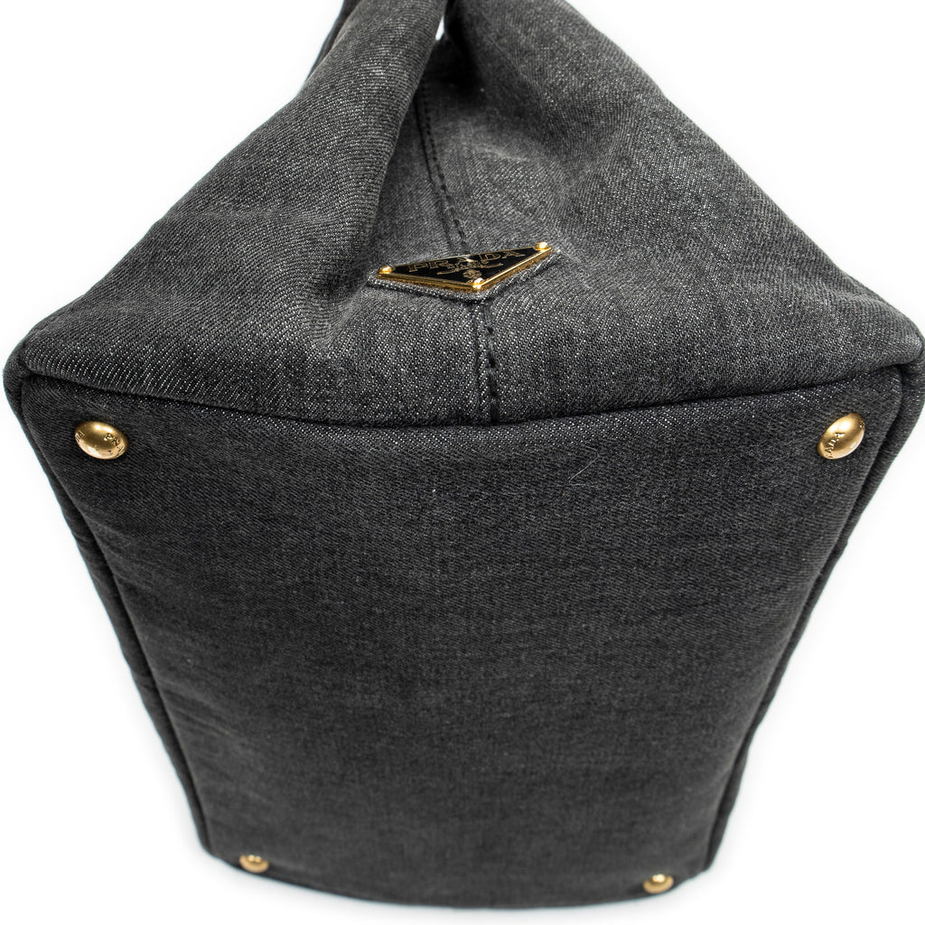 Bolso de hombro mediano Canapa Tote Lona vaquera negra Canapa Denim