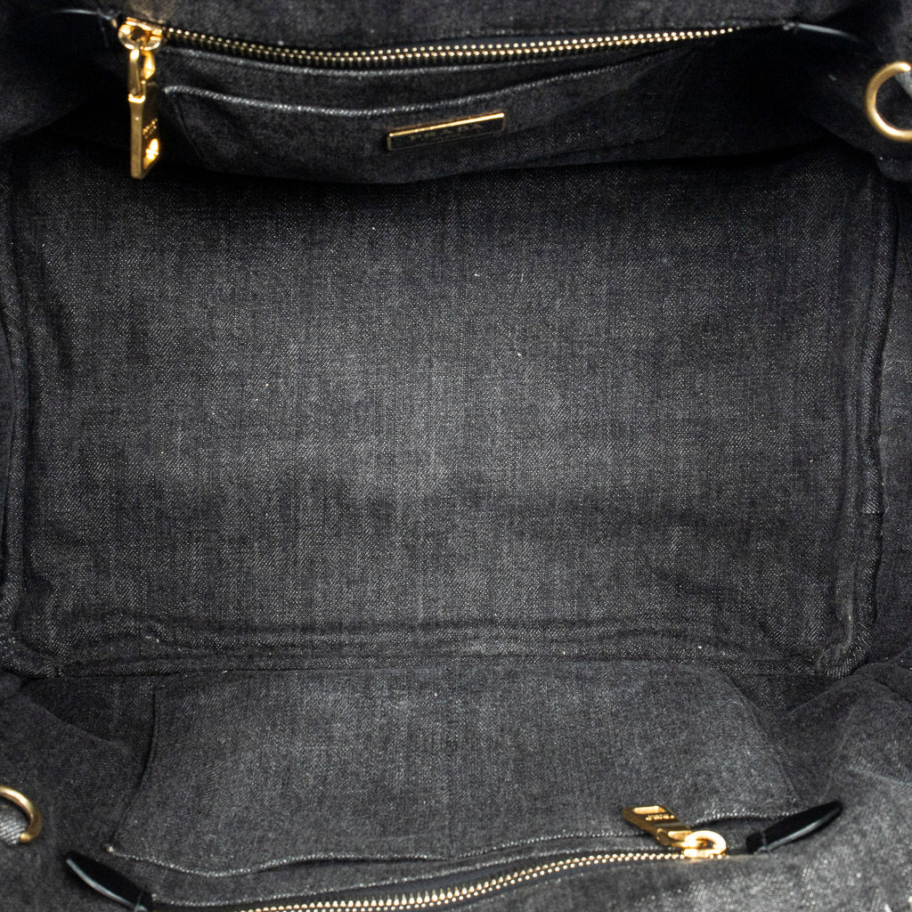 Bolso de hombro mediano Canapa Tote Lona vaquera negra Canapa Denim