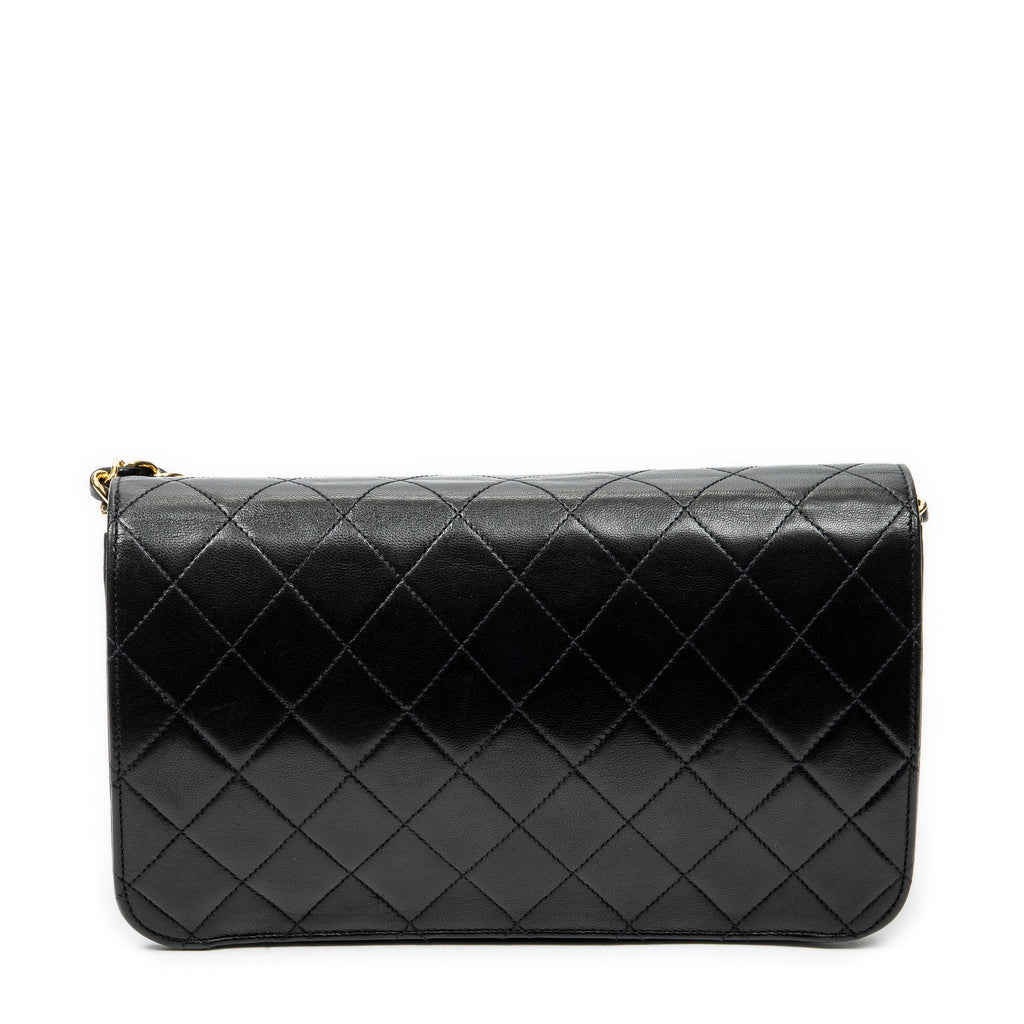 Shoulder Bag Vintage Mademoiselle Full Flap Black Quilted Lambskin Leather