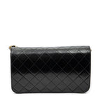 Shoulder Bag Vintage Mademoiselle Full Flap Black Quilted Lambskin Leather