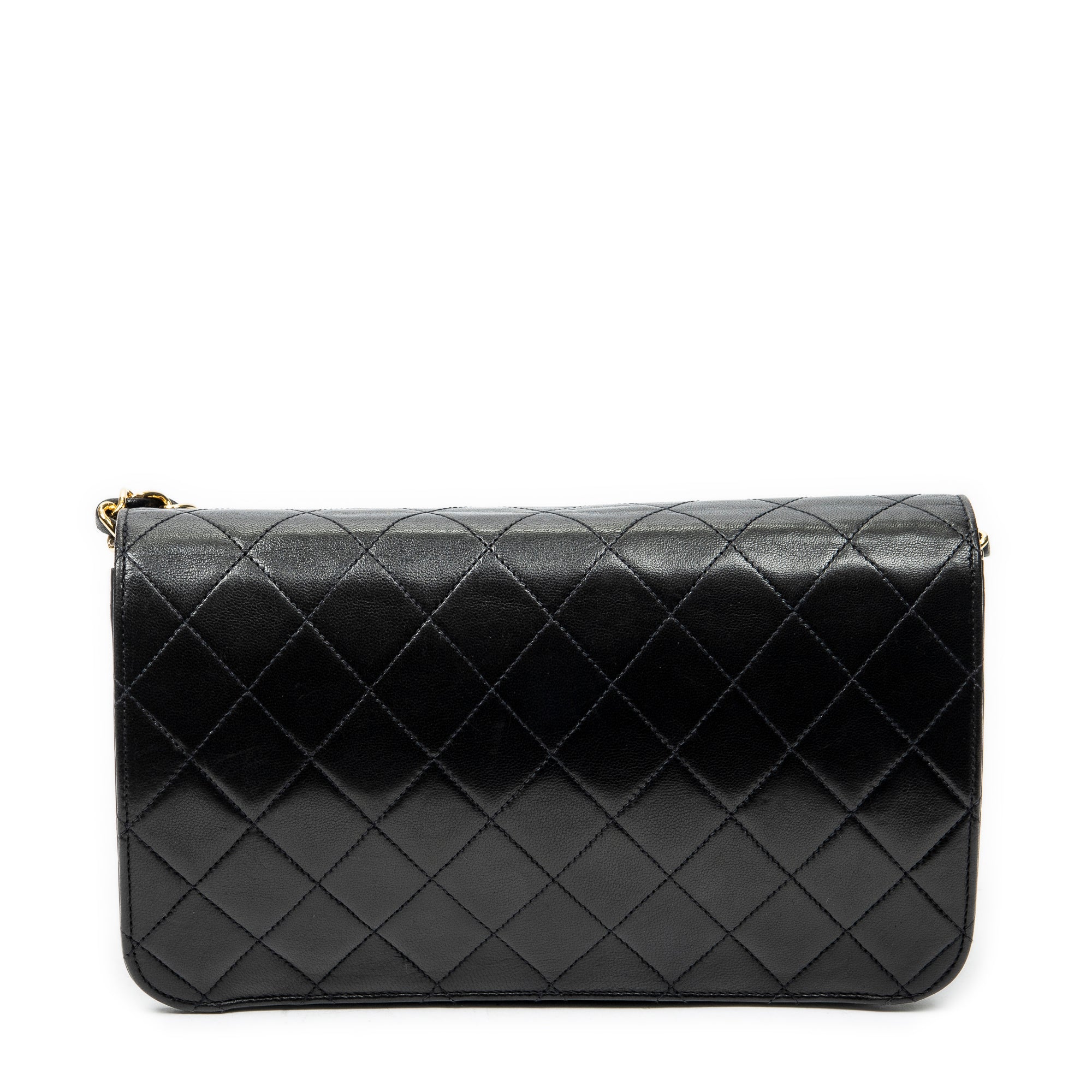 Shoulder Bag Vintage Mademoiselle Full Flap Black Quilted Lambskin Leather