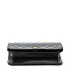 Shoulder Bag Vintage Mademoiselle Full Flap Black Quilted Lambskin Leather