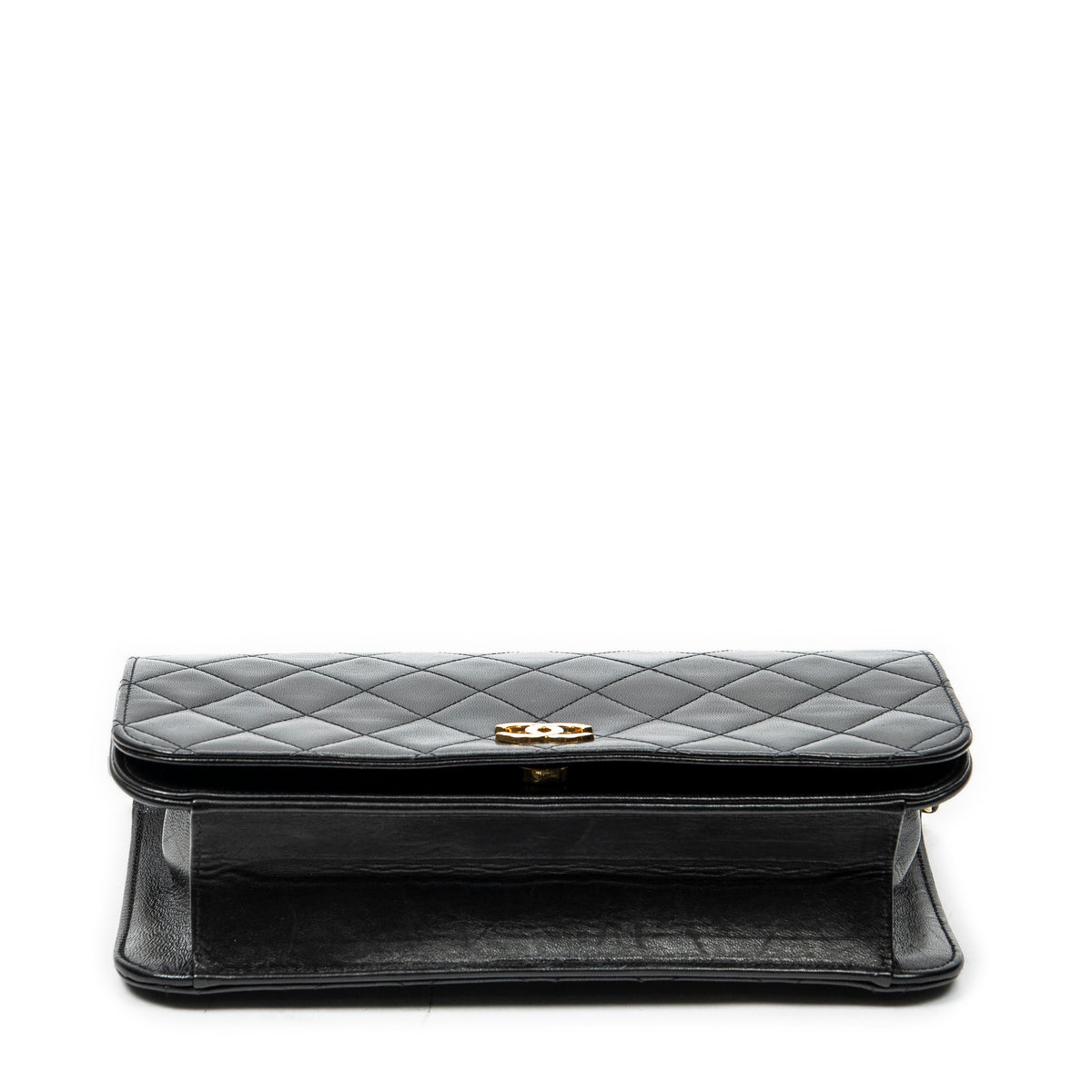 Shoulder Bag Vintage Mademoiselle Full Flap Black Quilted Lambskin Leather
