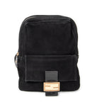 Backpack Baguette Logo Backpack Black Suede Leather