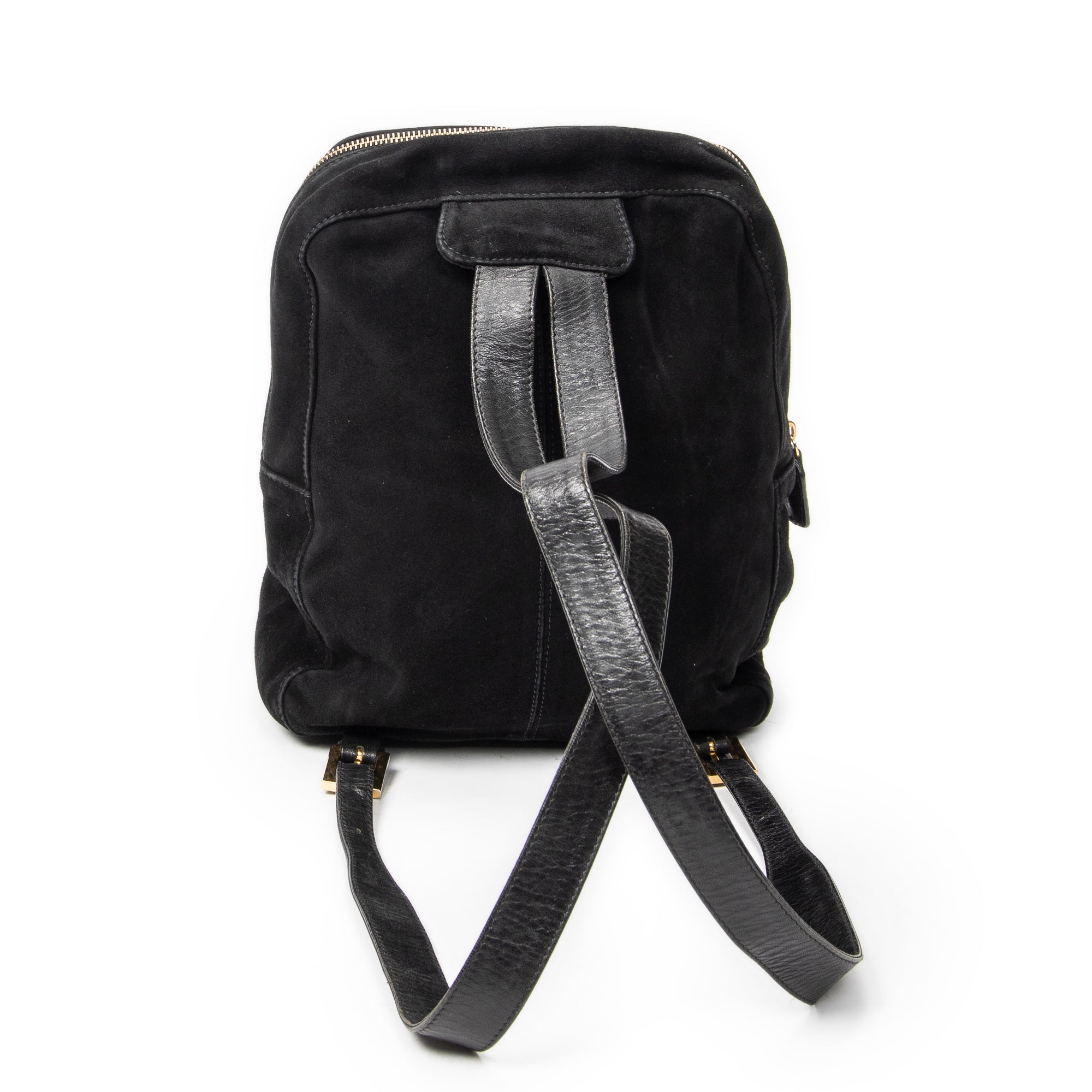 Backpack Baguette Logo Backpack Black Suede Leather