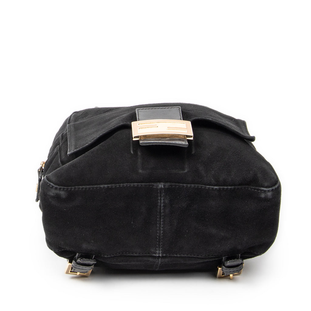 Backpack Baguette Logo Backpack Black Suede Leather