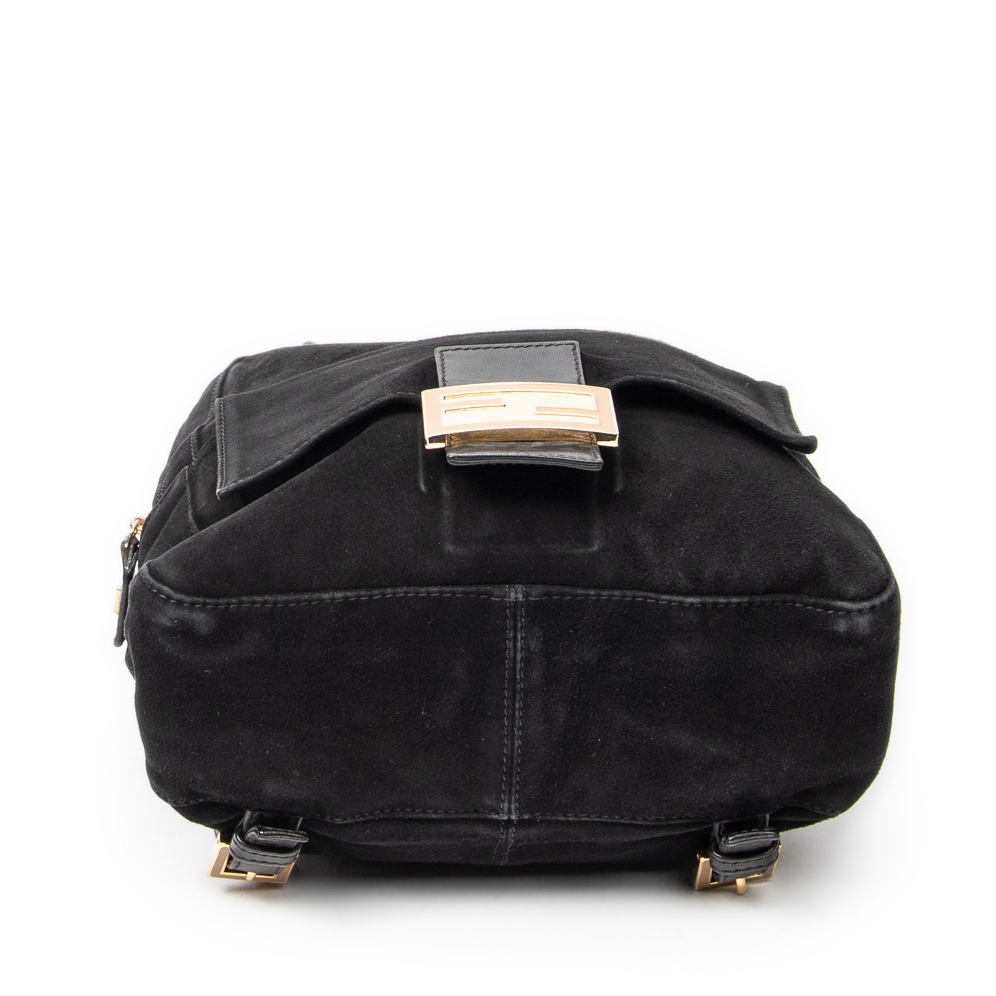 Backpack Baguette Logo Backpack Black Suede Leather