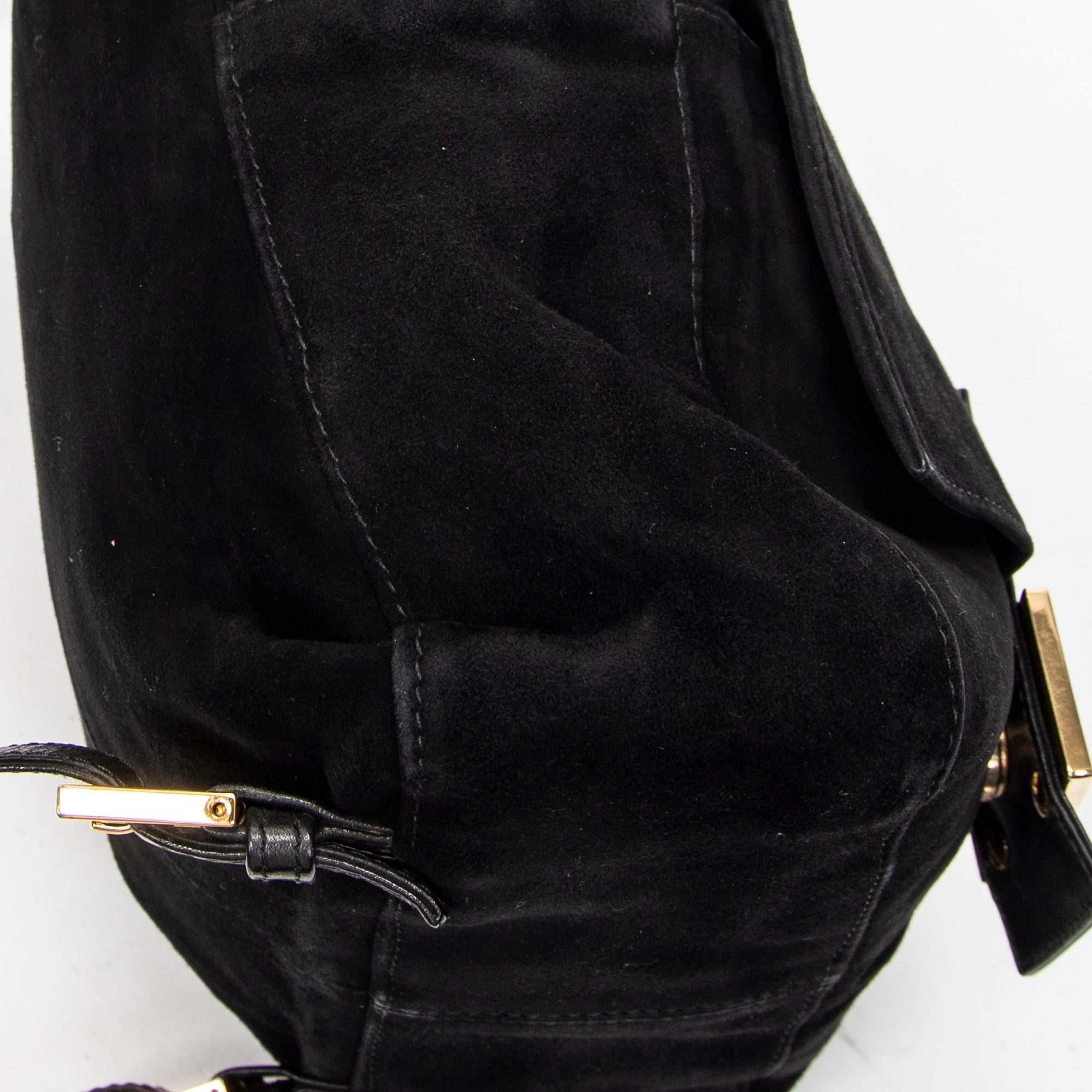 Backpack Baguette Logo Backpack Black Suede Leather