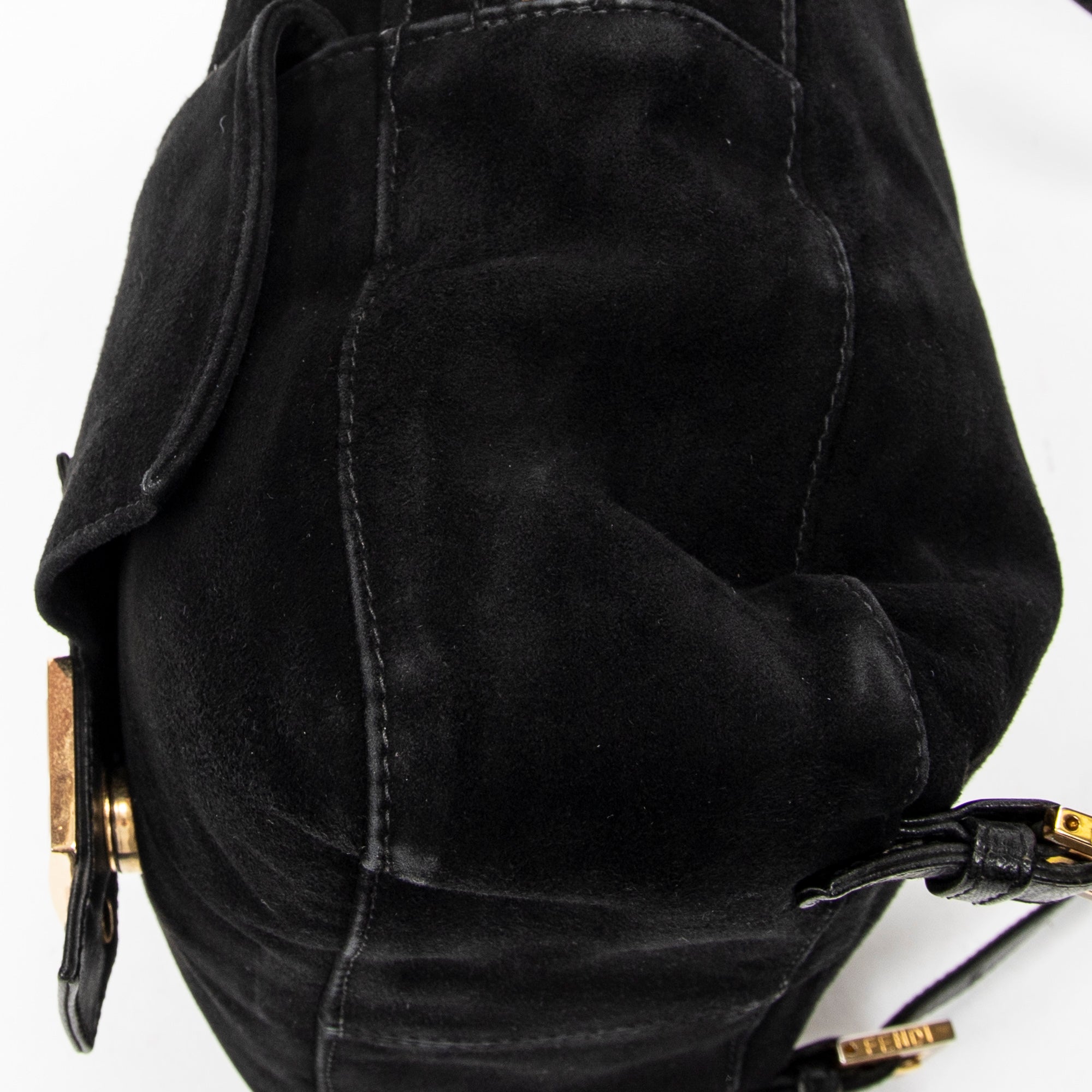 Backpack Baguette Logo Backpack Black Suede Leather