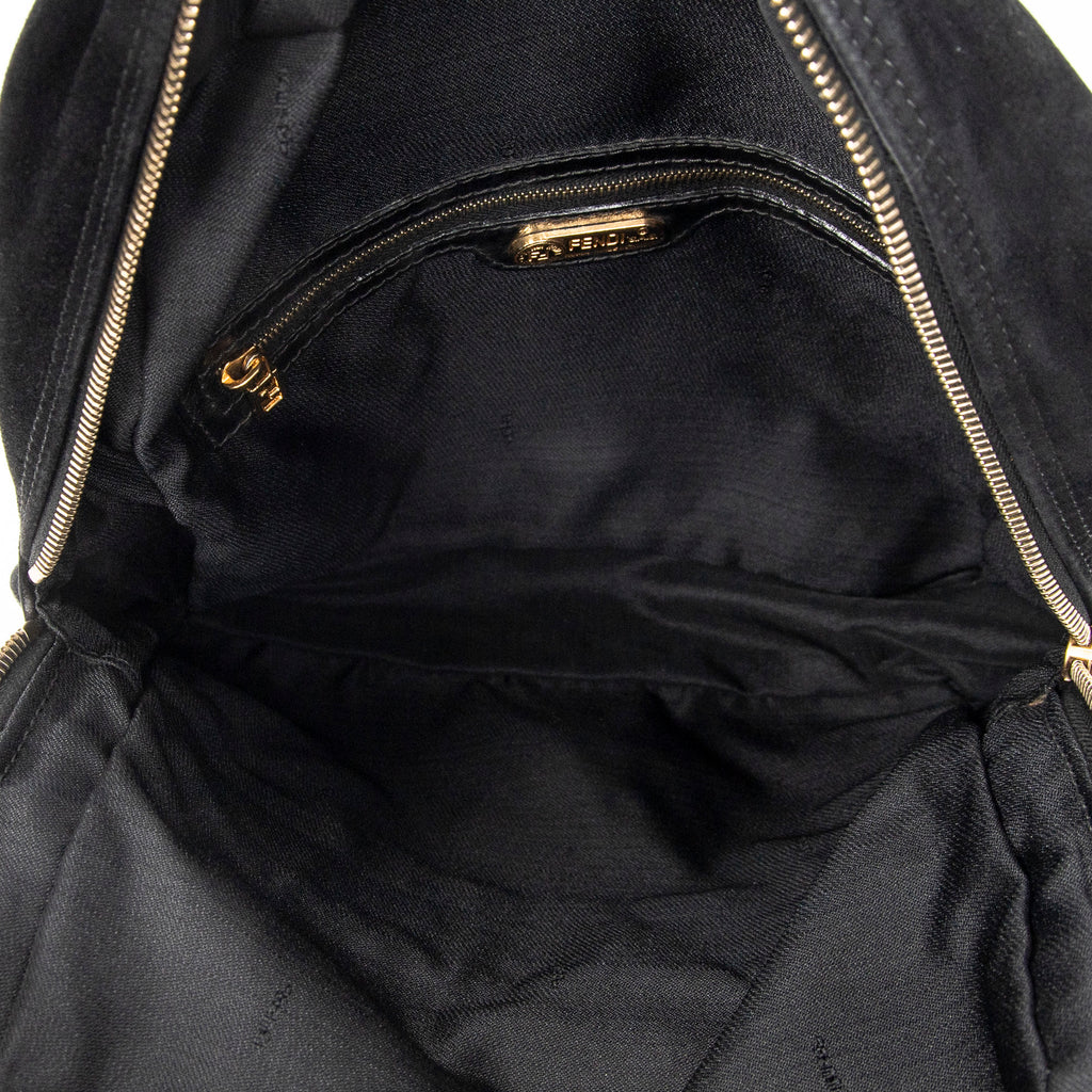 Backpack Baguette Logo Backpack Black Suede Leather