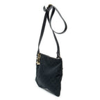 Sac bandoulière Web Jolicoeur en toile monogrammée noire