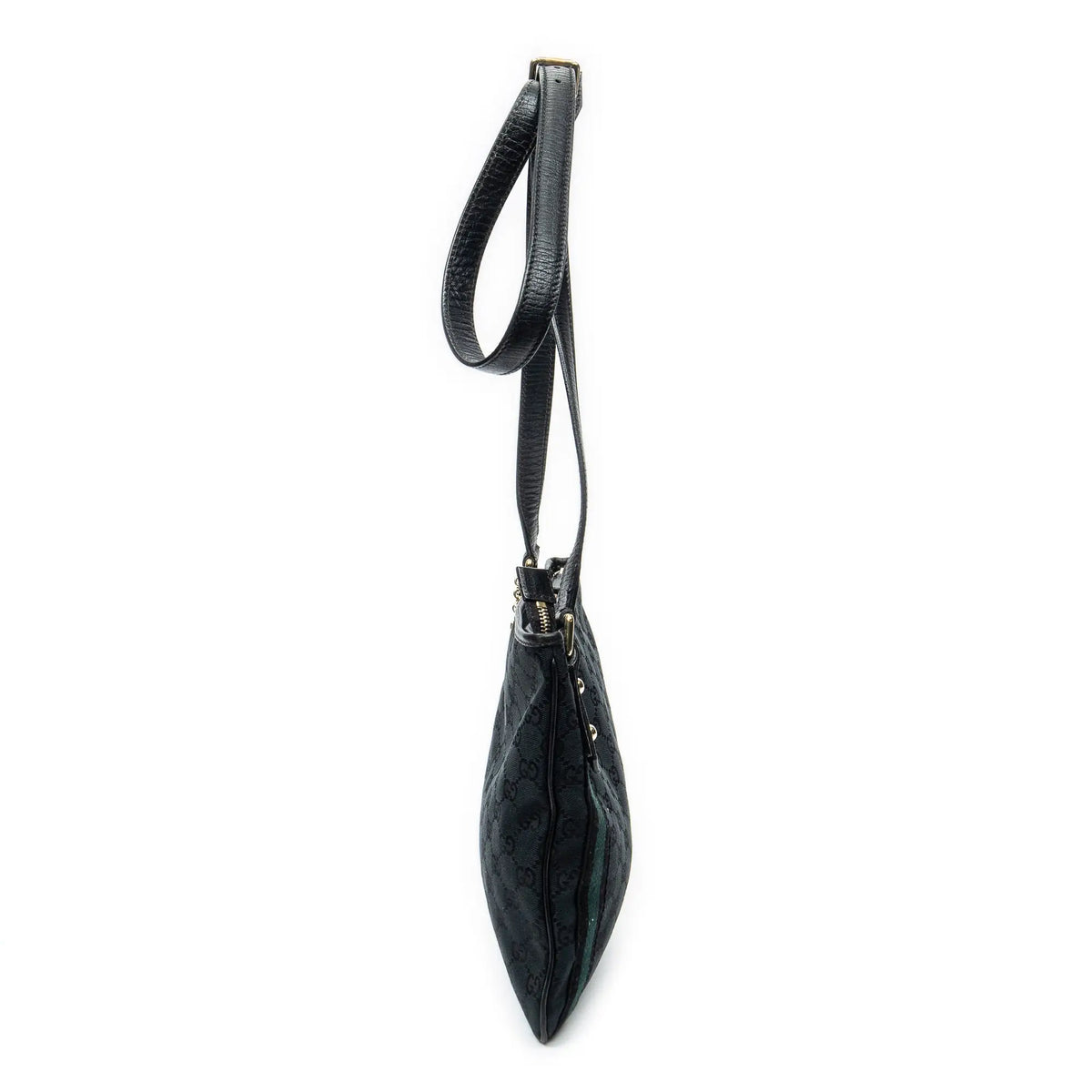 Sac bandoulière Web Jolicoeur en toile monogrammée noire