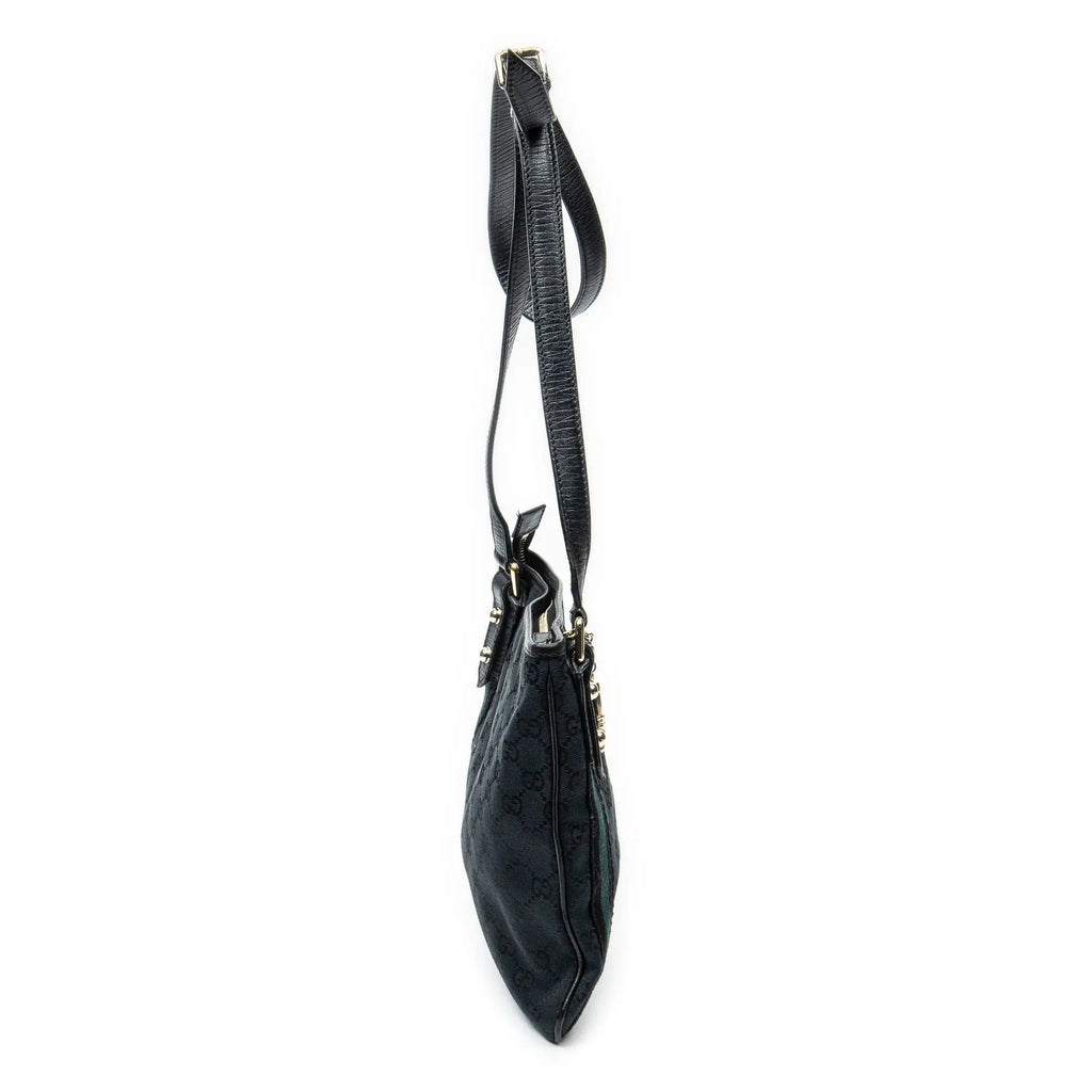 Sac bandoulière Web Jolicoeur en toile monogrammée noire