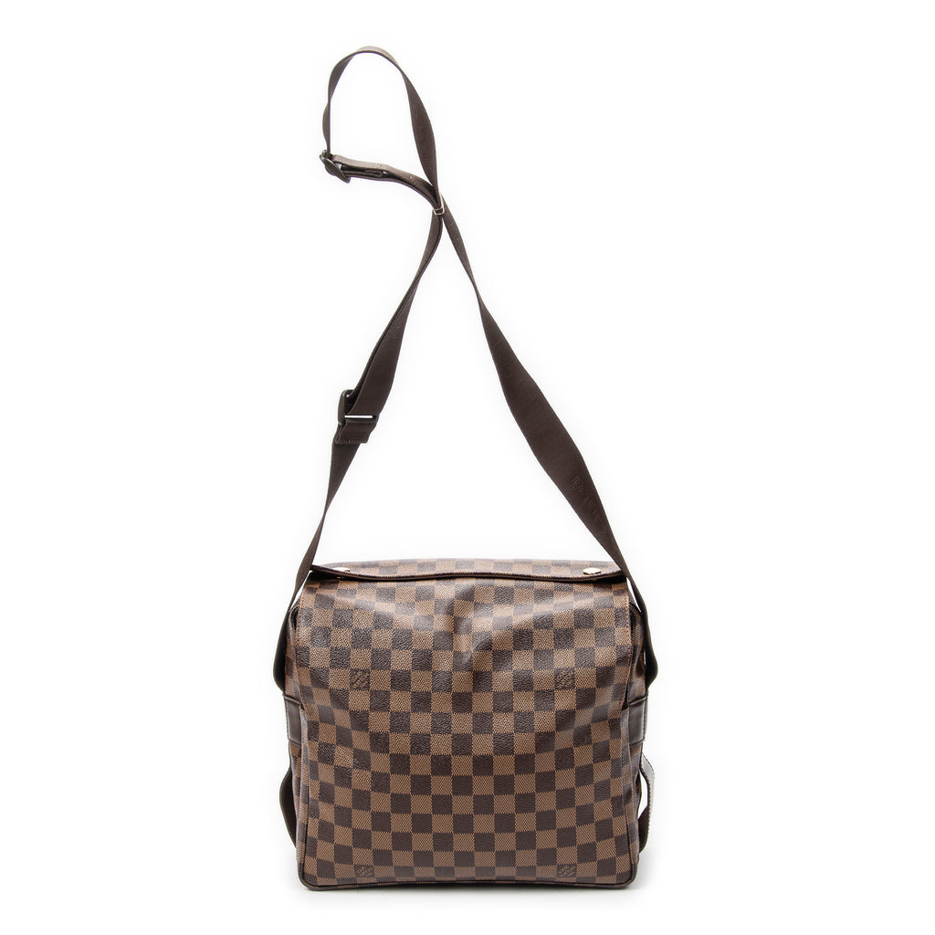 Bolso de hombro Naviglio Damier Ebene marrón
